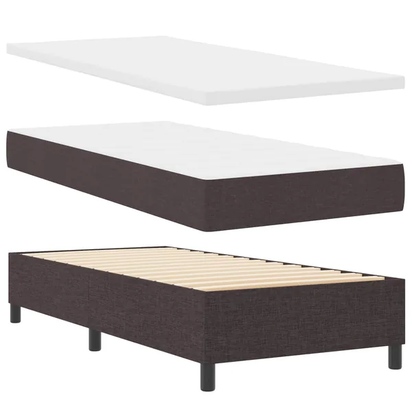 Lit à ressorts avec bandes LED Marron foncé 90 x 190 cm tissu