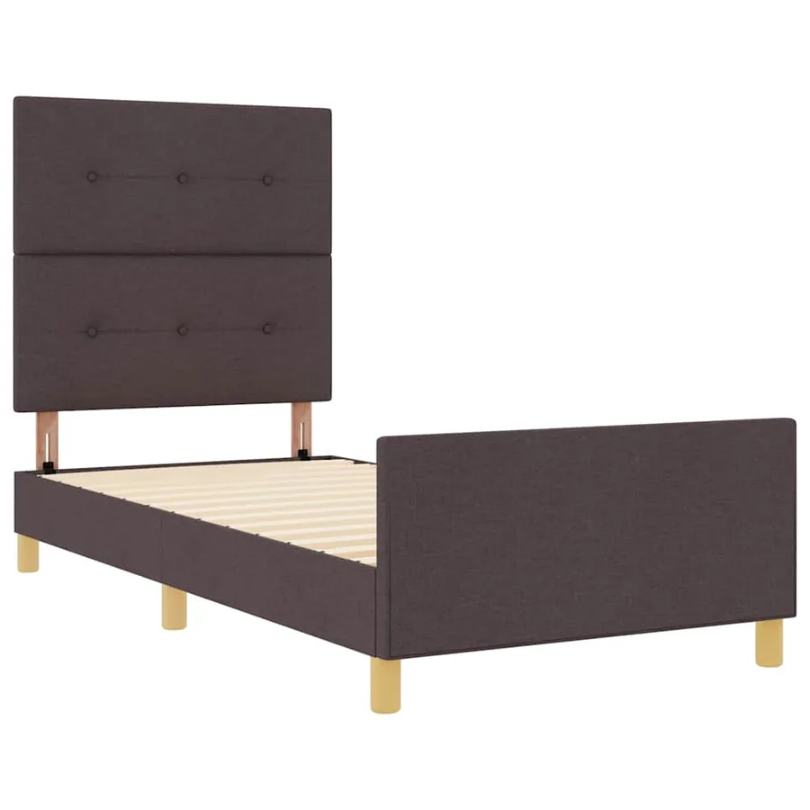Cadre de lit avec tête de lit Marron foncé 90 x 190 cm tissu - 5