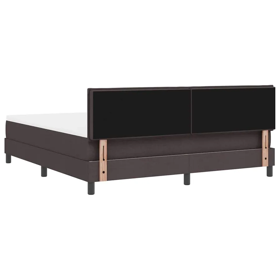 Lit à ressorts avec tête de lit Marron foncé 180 x 200 cm tissu - 9