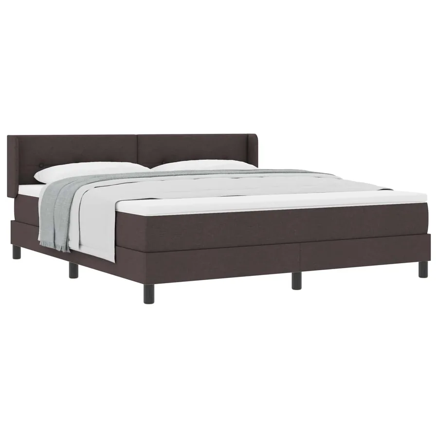 Lit à ressorts avec tête de lit Marron foncé 200 x 180 cm tissu