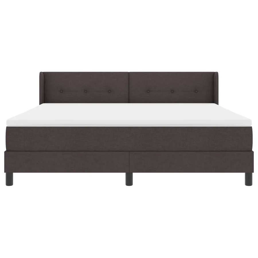 Lit à ressorts avec tête de lit Marron foncé 200 x 180 cm tissu - 2