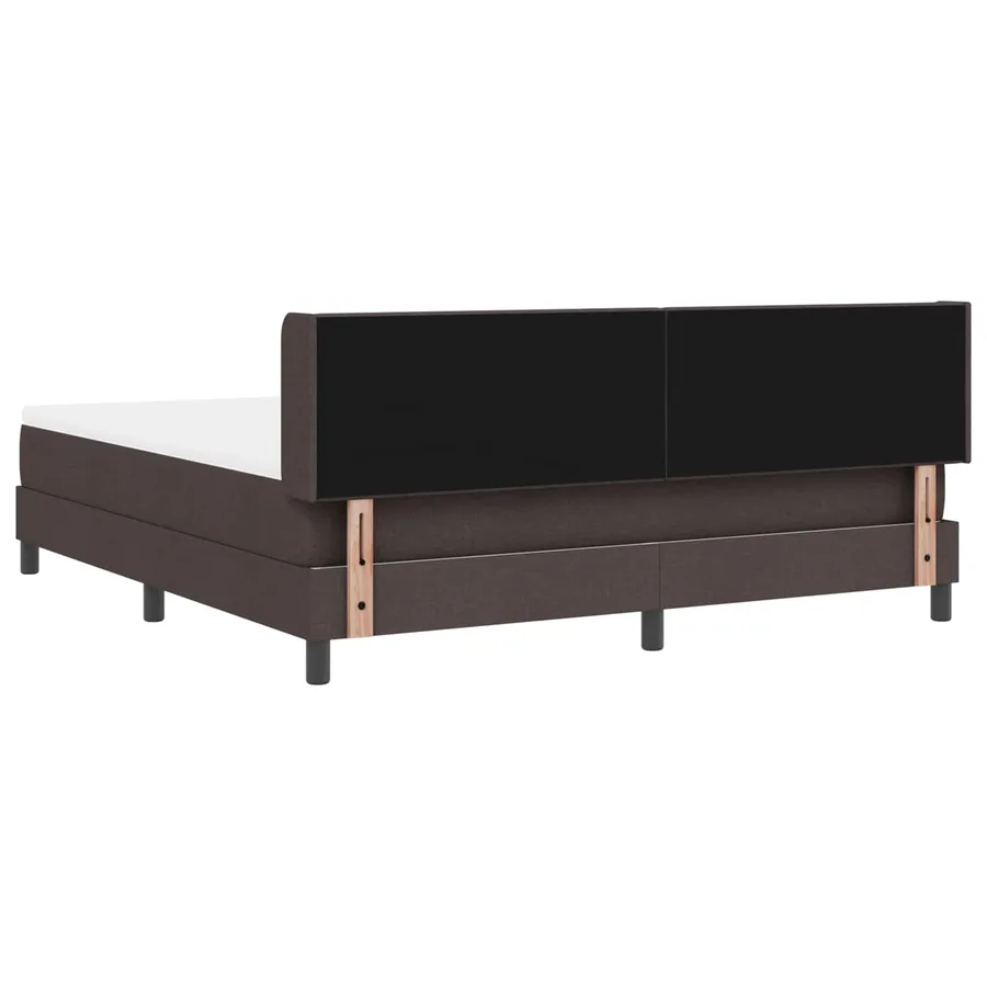 Lit à ressorts avec tête de lit Marron foncé 200 x 180 cm tissu - 4