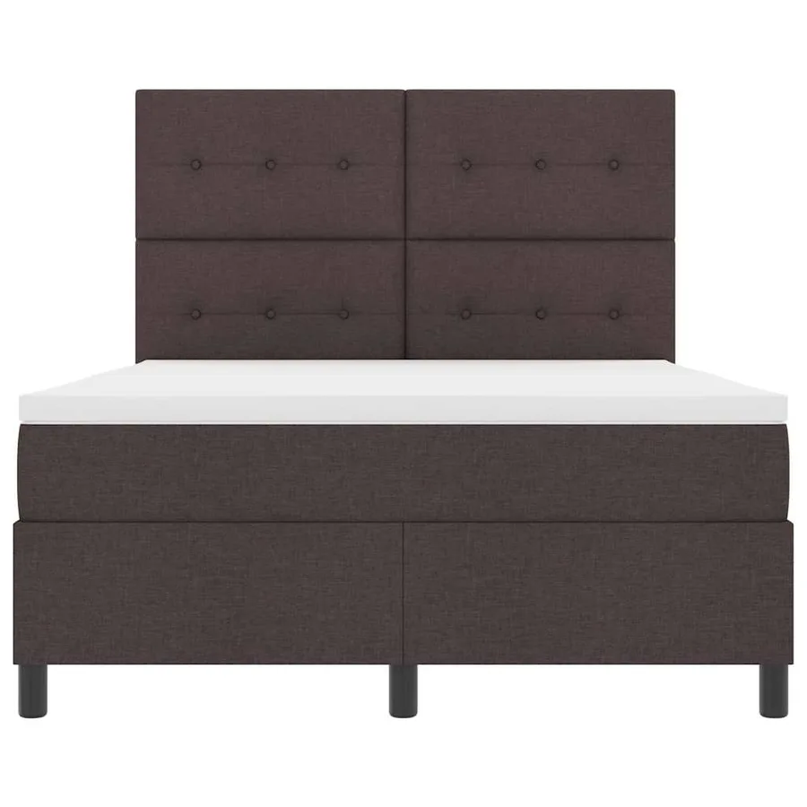 Lit à ressorts avec tête de lit Marron foncé 160 x 200 cm tissu - 7