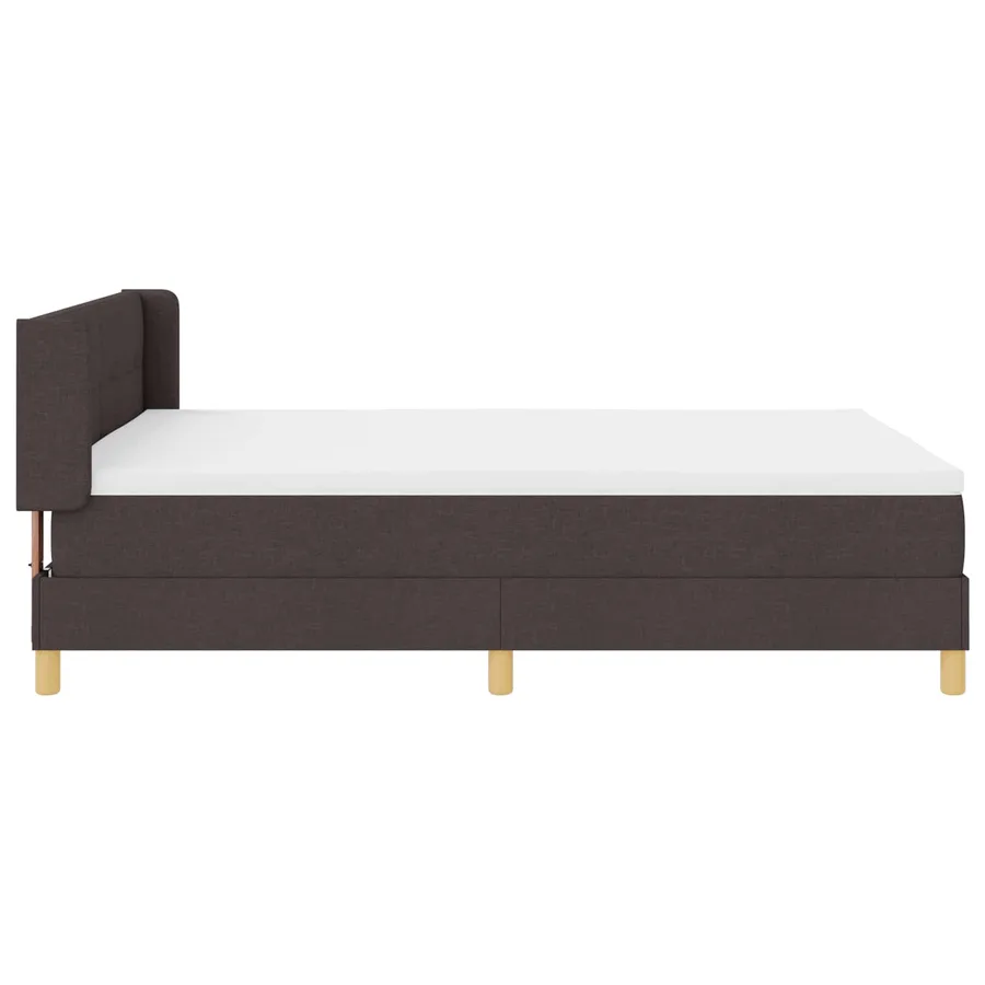 Lit à ressorts avec tête de lit Marron foncé 200 x 160 cm tissu - 3