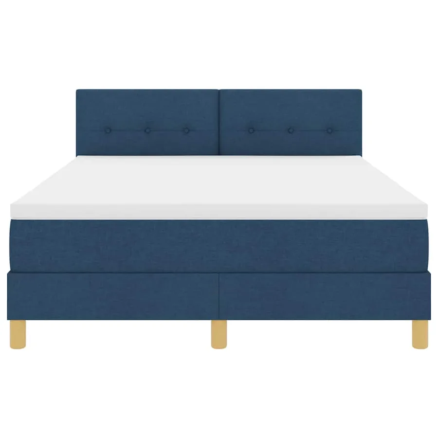 Lit à ressorts avec coussin Bleu 140 x 190 cm tissu - 7
