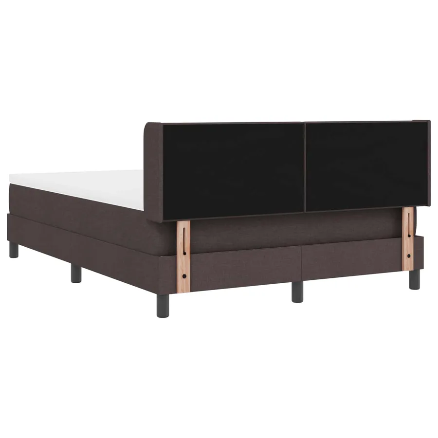 Lit à ressorts avec tête de lit Marron foncé 200 x 160 cm tissu - 4