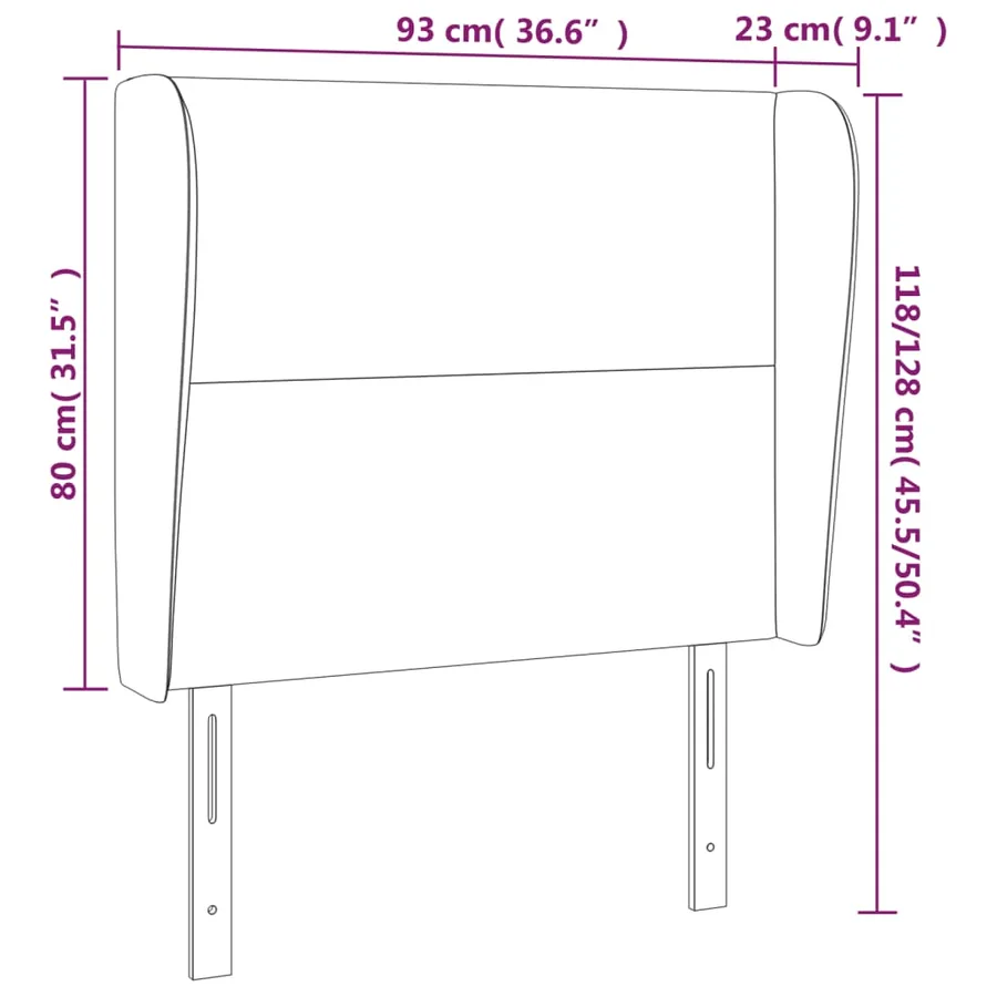 Tête de lit avec oreilles Noir 93x23x118/128 cm Velours - 9