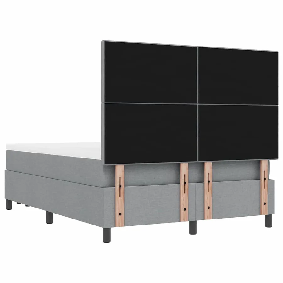 Lit à ressorts avec tête de lit Gris clair 140 x 190 cm tissu - 10