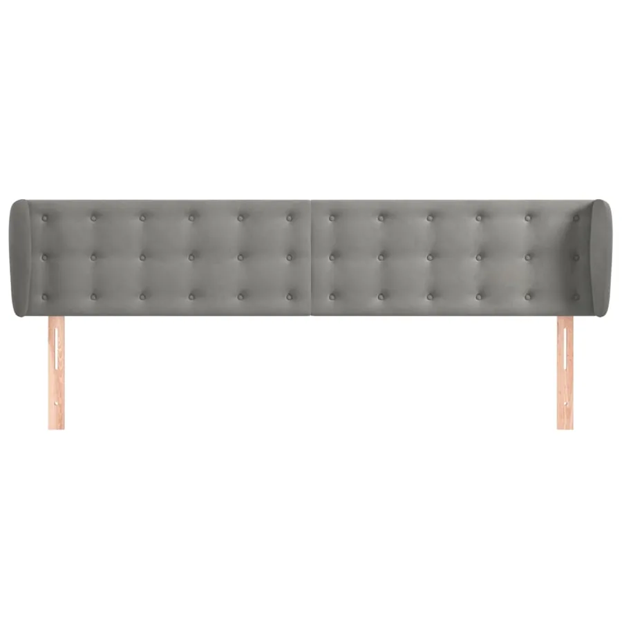 Tête de lit avec oreilles Gris clair 163x23x78/88 cm Velours - 3