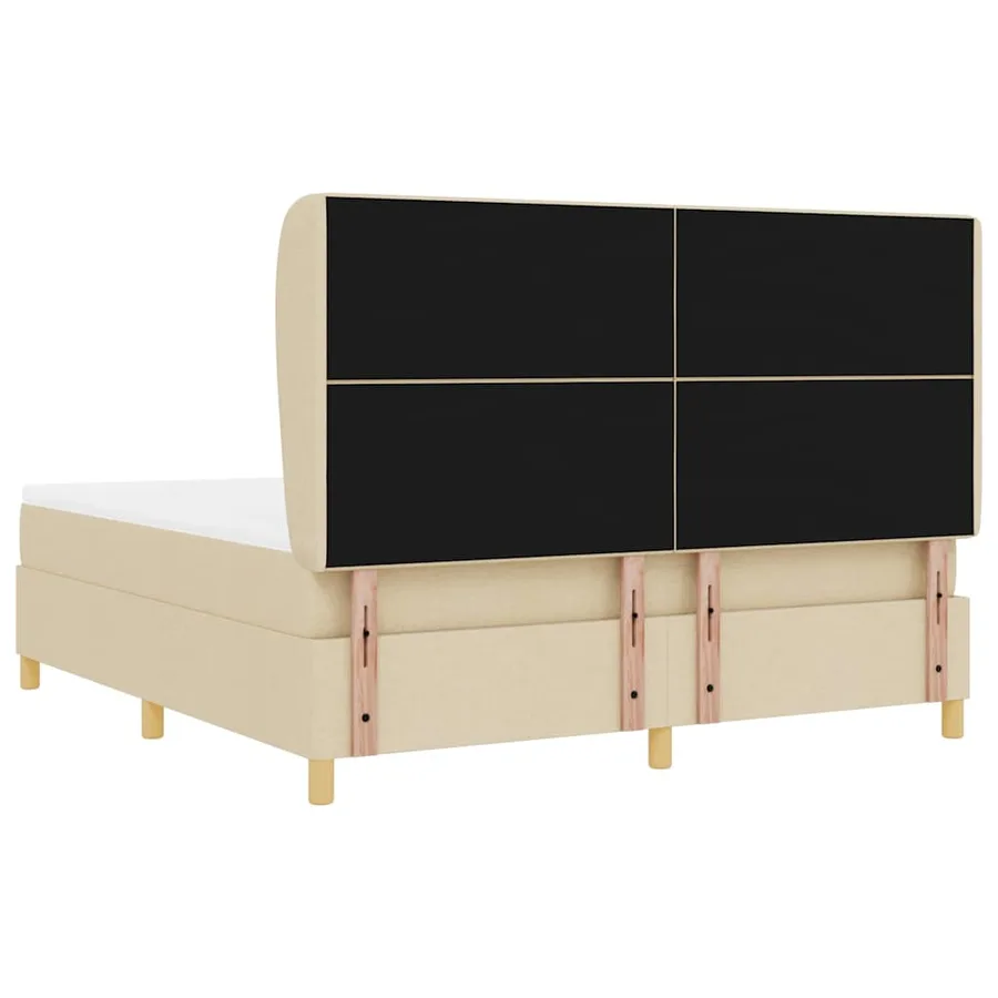 Lit à ressorts avec tête de lit Crème 200 x 180 cm tissu - 9
