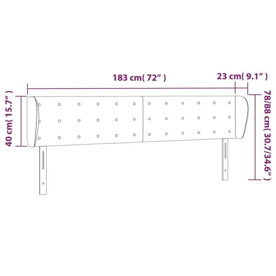Tête de lit avec oreilles Crème 183x23x78/88 cm Tissu - 9