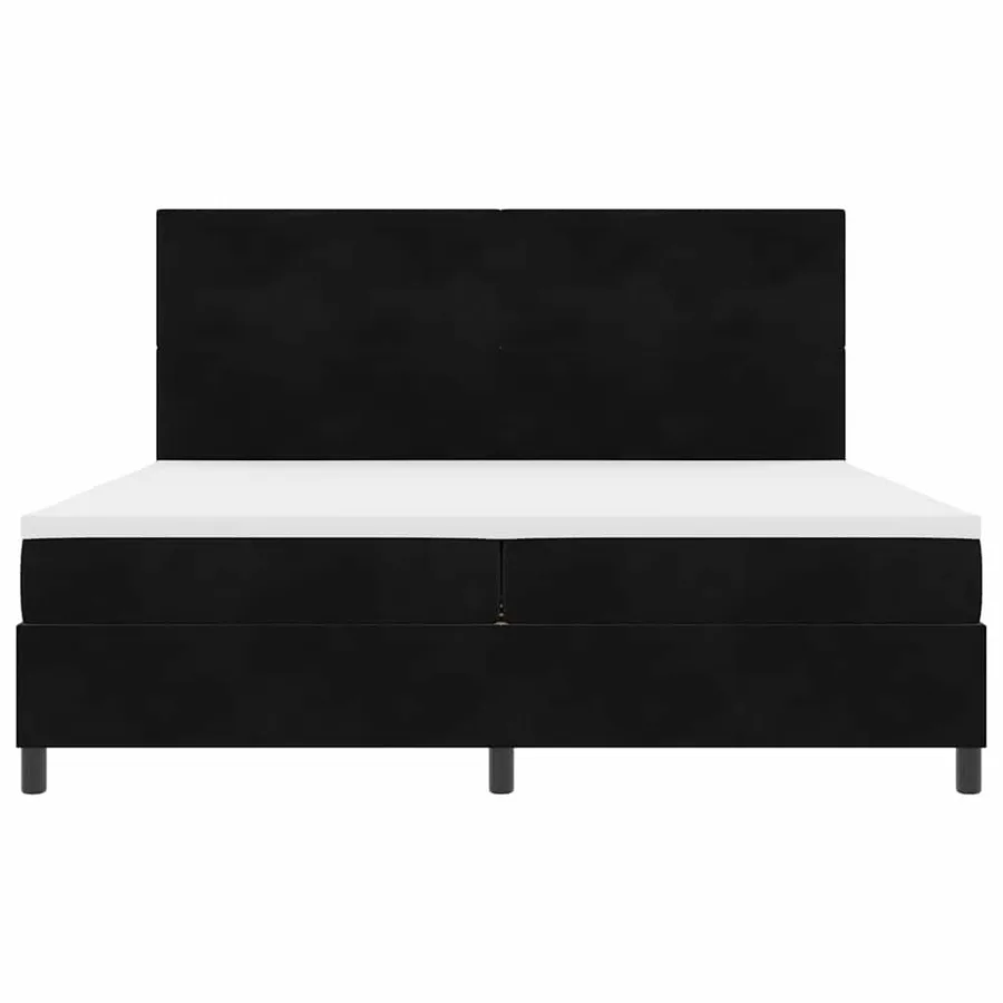 Lit à ressorts avec tête de lit Noir 200 x 200 cm Velours - 7