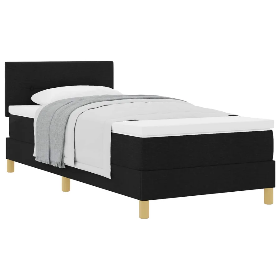 Lit à ressorts avec coussin Noir 90 x 200 cm tissu - 2