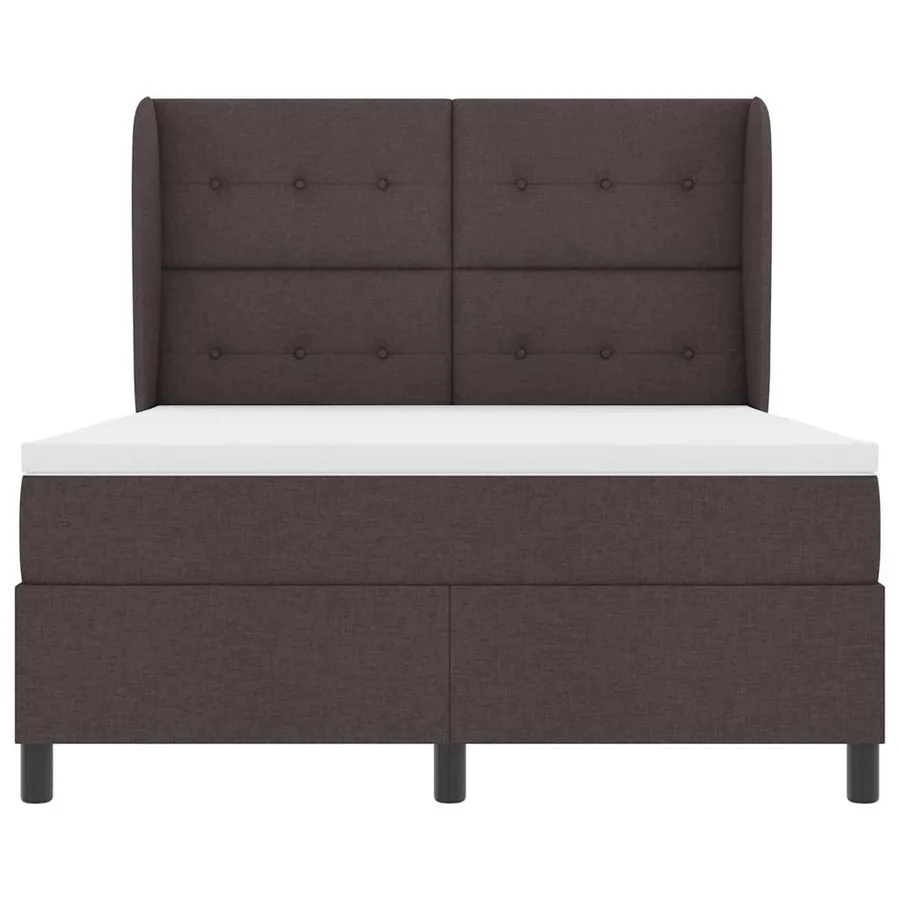 Lit à ressorts avec tête de lit Marron foncé 140 x 200 cm tissu - 7