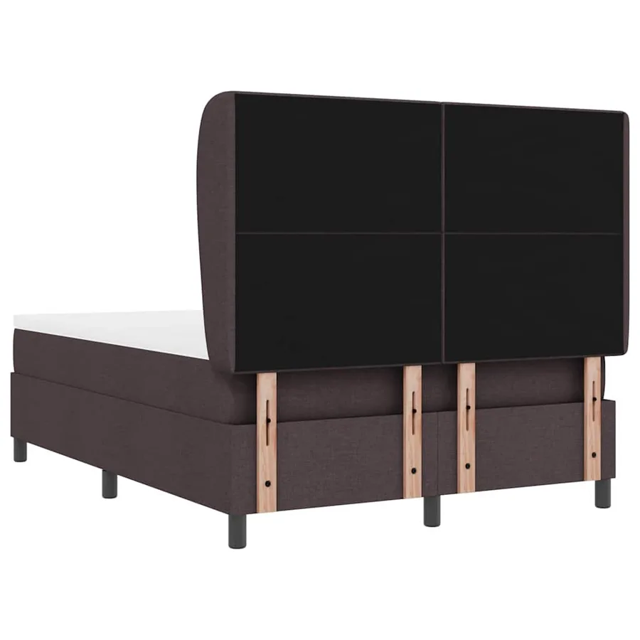 Lit à ressorts avec tête de lit Marron foncé 140 x 200 cm tissu - 9