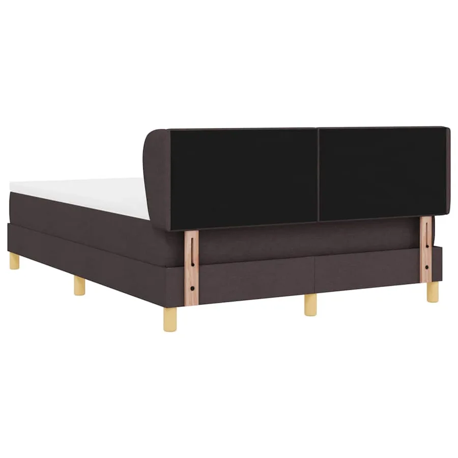 Lit à ressorts avec tête de lit Marron foncé 140 x 200 cm tissu - 9