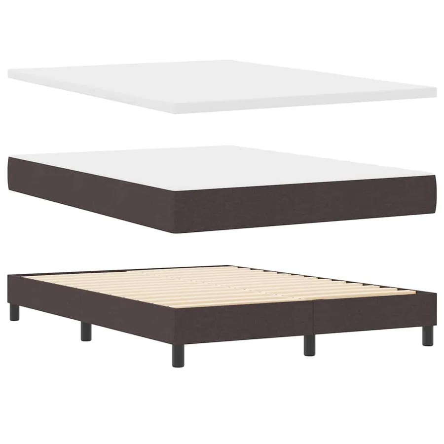 Lit à ressorts avec tête de lit Marron foncé 140 x 190 cm tissu - 4