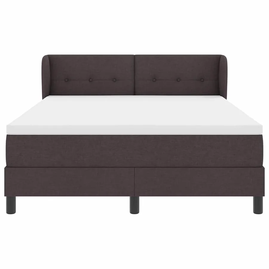 Lit à ressorts avec tête de lit Marron foncé 140 x 190 cm tissu - 7