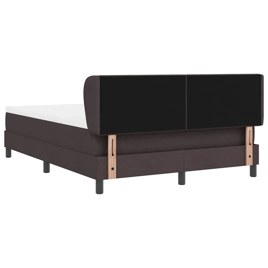 Lit à ressorts avec tête de lit Marron foncé 140 x 190 cm tissu - 9