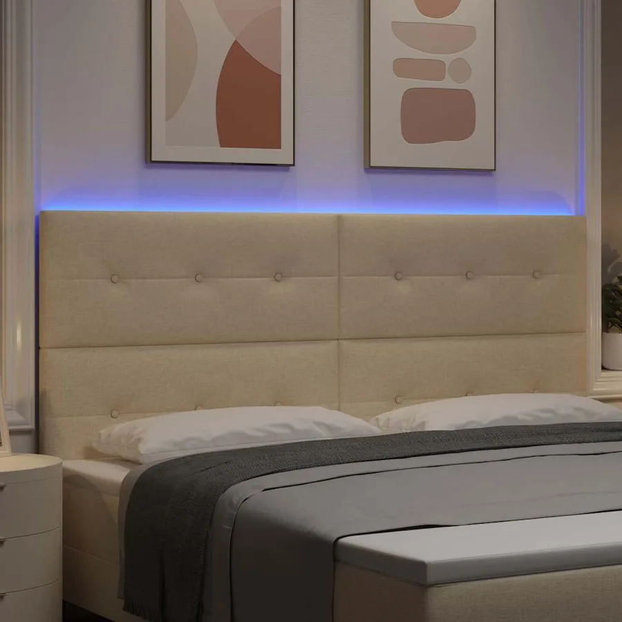Tête de lit LED avec bandes LED Crème 200 cm tissu - 4
