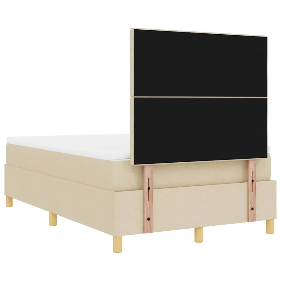 Lit à ressort LED avec tête de lit Crème 120 x 200 cm tissu - 10