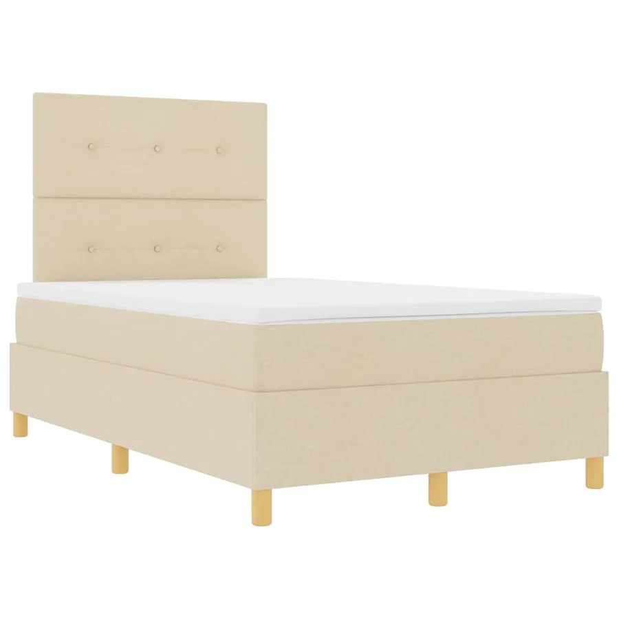 Lit à ressort LED avec tête de lit Crème 120 x 200 cm tissu - 6