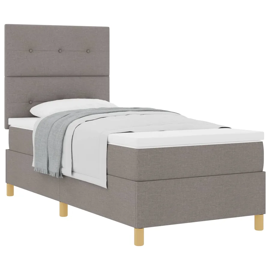 Lit à ressorts avec tête de lit Taupe 90 x 190 cm tissu - 2