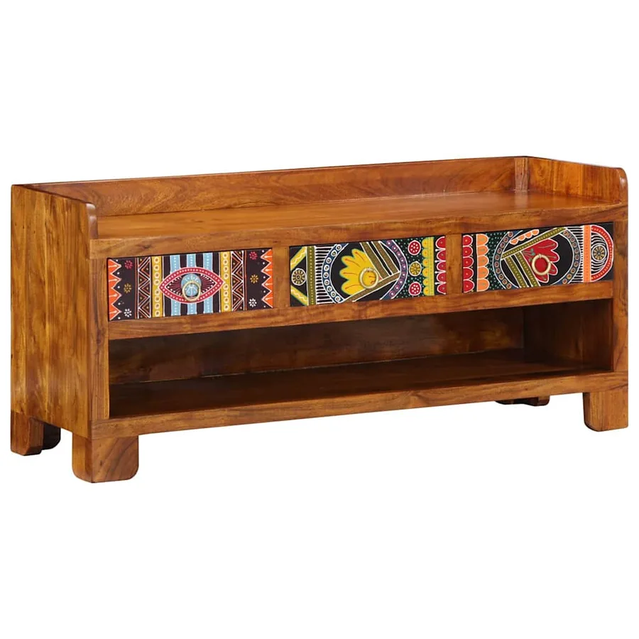 Banc à chaussures avec tiroir Marron miel 100 x 35 x 45 cm - 2