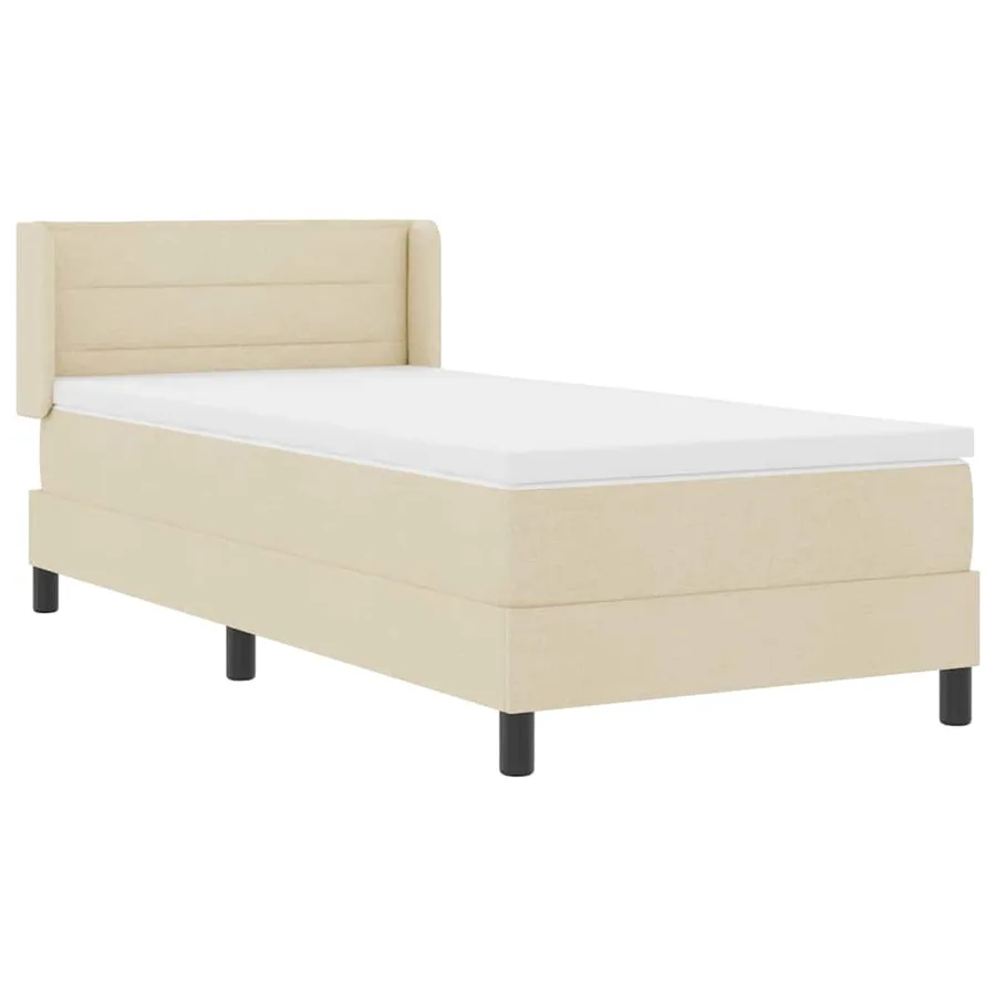 Lit à ressorts avec tête de lit Crème 200 x 80 cm tissu - 6
