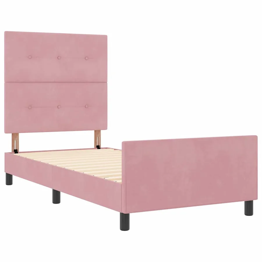 Lit à ressorts avec tête de lit Rose 80 x 200 cm Velours - 5