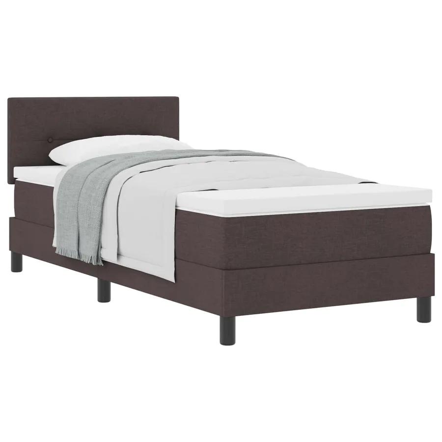 Lit à ressorts avec coussin Marron foncé 90 x 190 cm tissu - 2