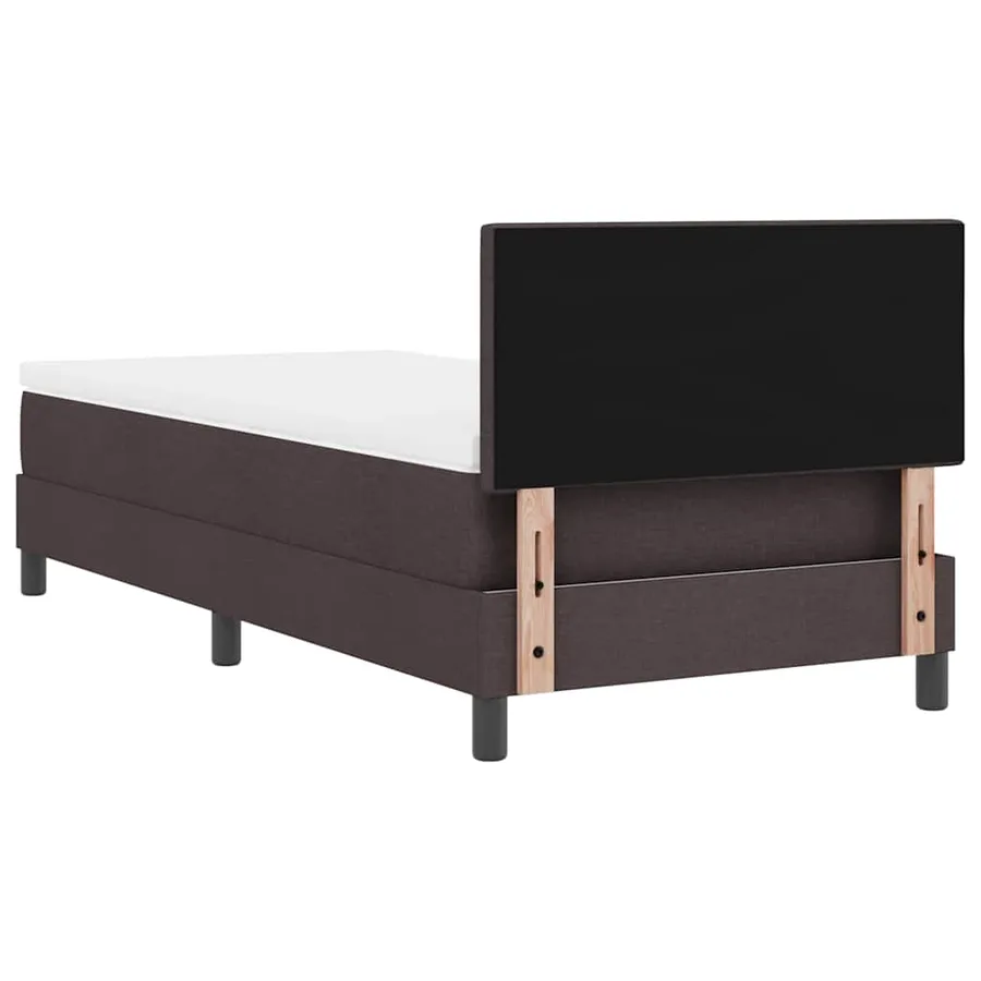 Lit à ressorts avec coussin Marron foncé 90 x 190 cm tissu - 9