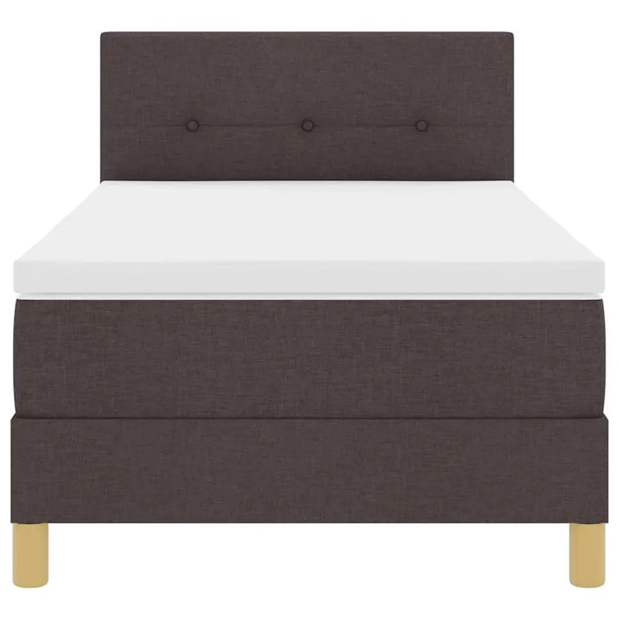 Lit à ressorts avec coussin Marron foncé 90 x 190 cm tissu - 7