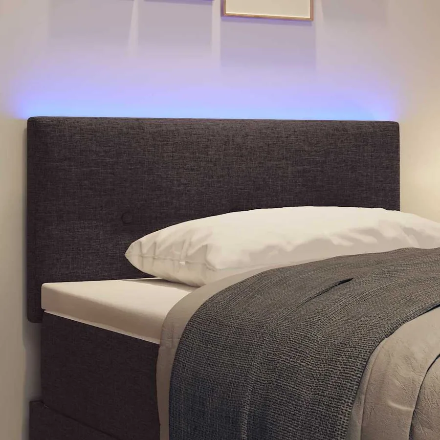 Tête de lit LED avec bandes LED Marron foncé 90 cm tissu - 4