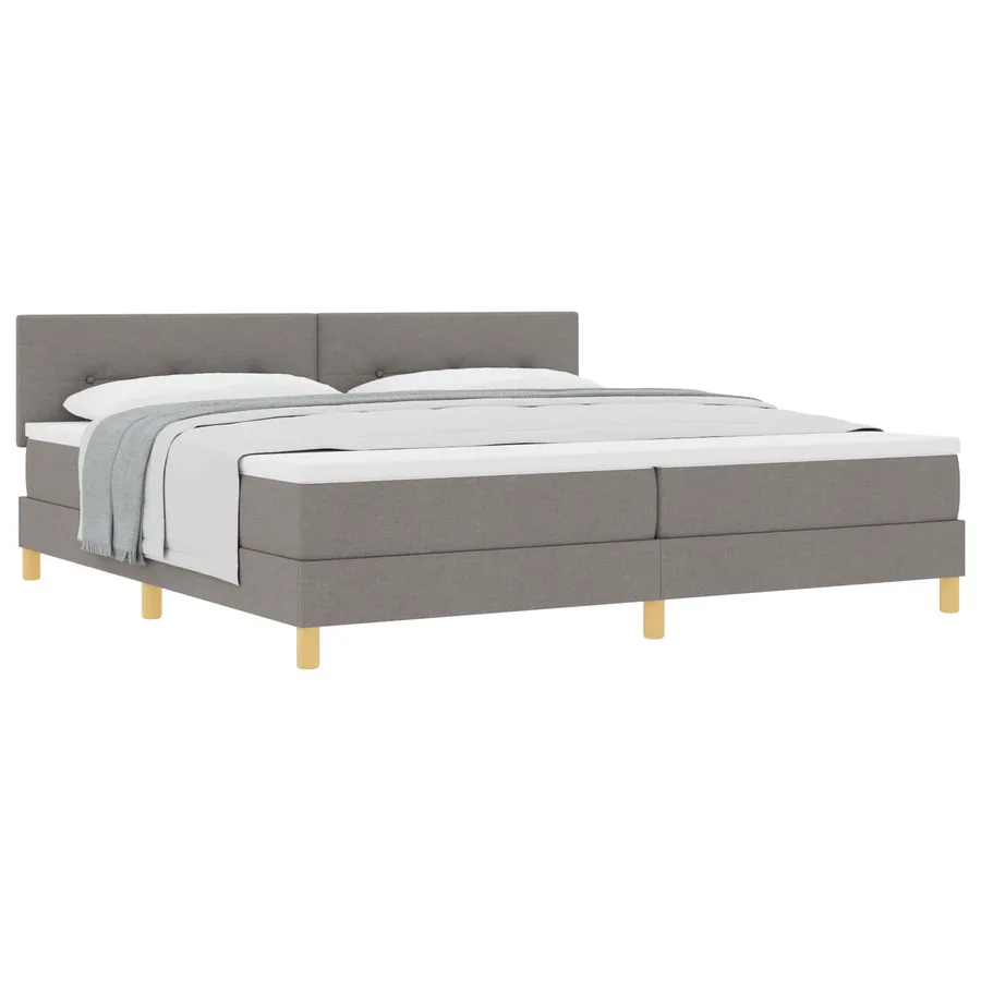 Lit à ressorts avec coussin Taupe 200 x 200 cm tissu - 2