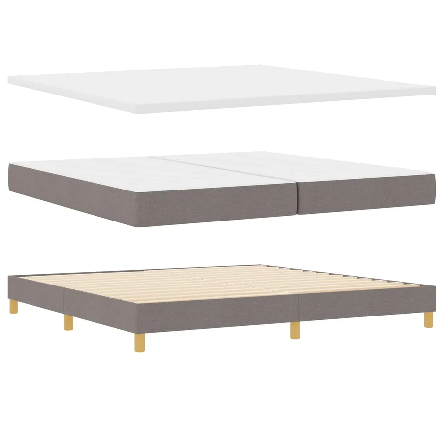 Lit à ressorts avec coussin Taupe 200 x 200 cm tissu - 5