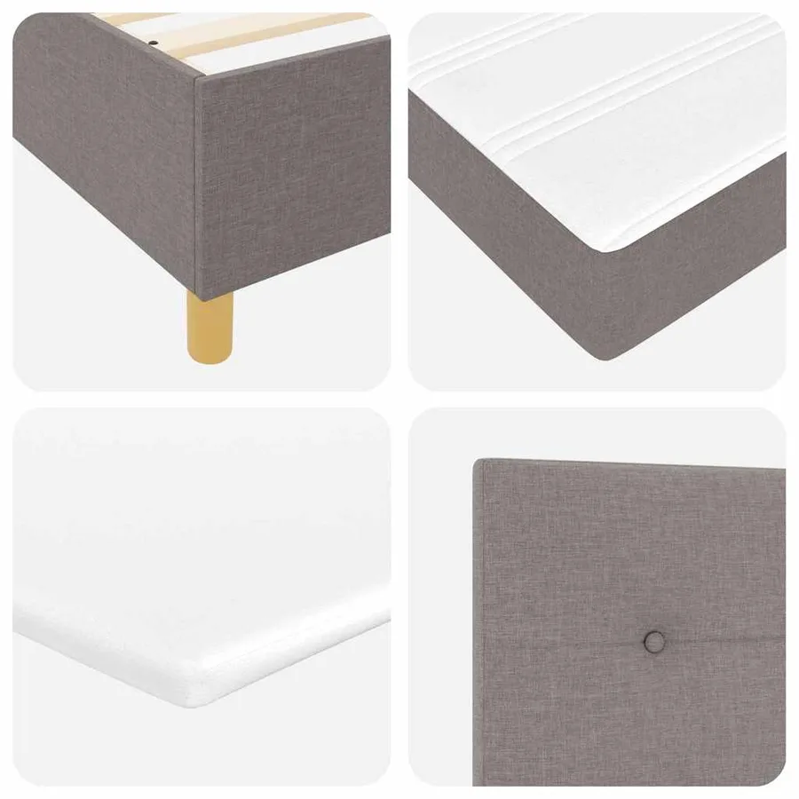 Lit à ressorts avec coussin Taupe 200 x 100 cm tissu - 11