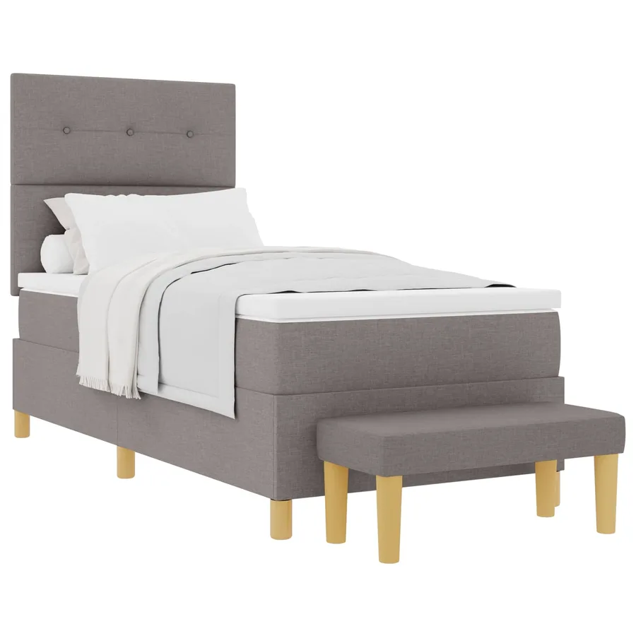 Lit à ressorts avec coussin Taupe 200 x 100 cm tissu - 2