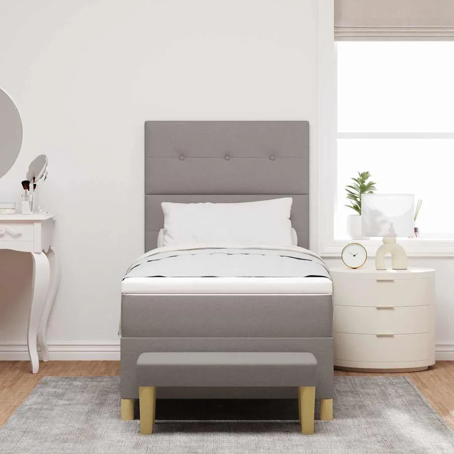 Lit à ressorts avec coussin Taupe 200 x 100 cm tissu - 3