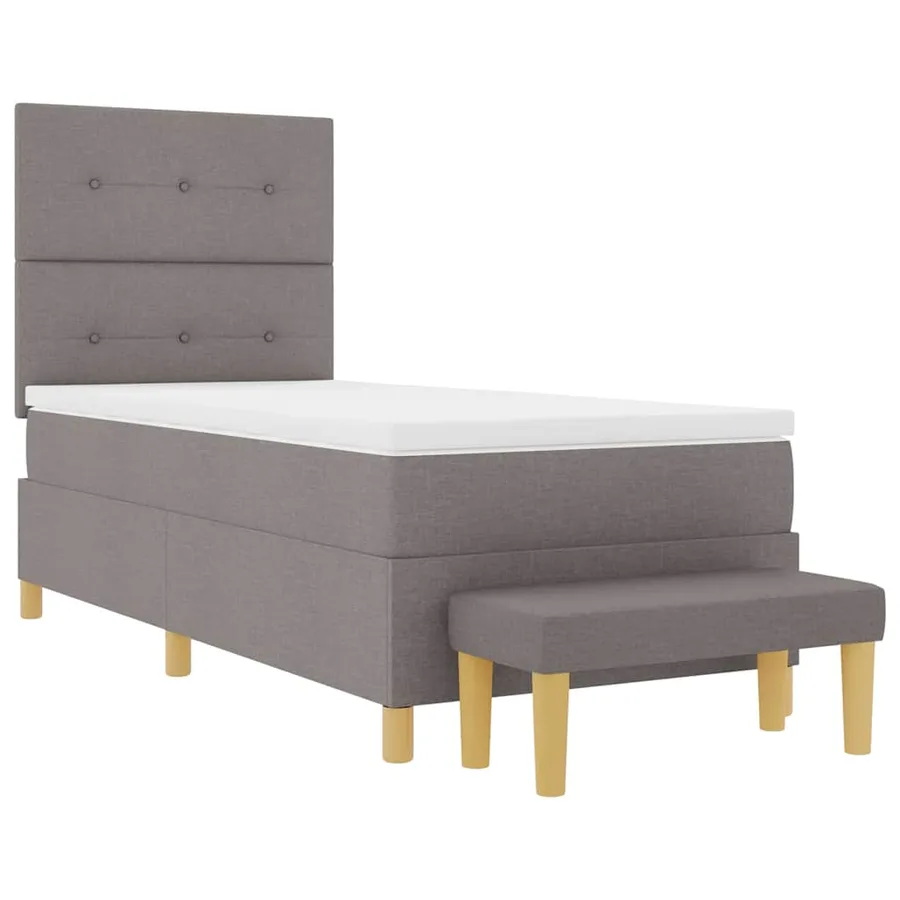 Lit à ressorts avec coussin Taupe 200 x 100 cm tissu - 7