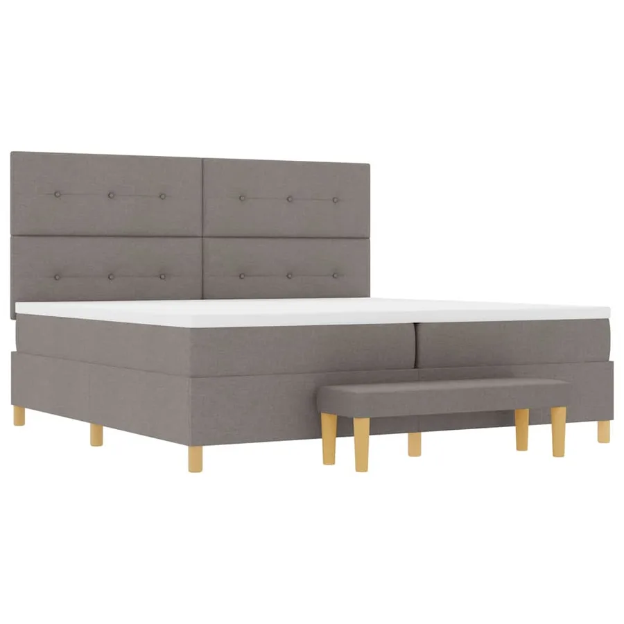 Lit à ressorts avec tête de lit Taupe 200 x 200 cm tissu - 7