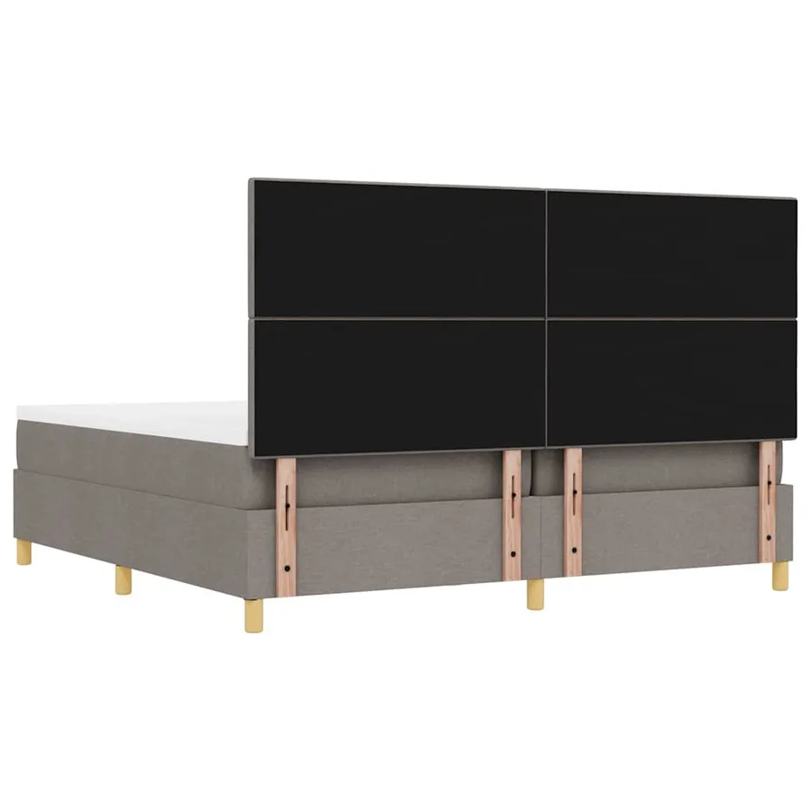 Lit à ressorts avec tête de lit Taupe 200 x 200 cm tissu - 8