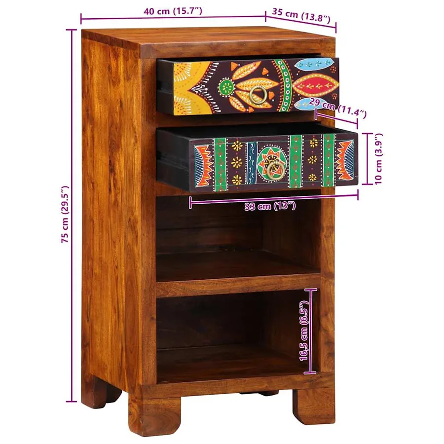 Table d'appoint florale avec tiroir Marron 40 x 35 x 75 cm - 13