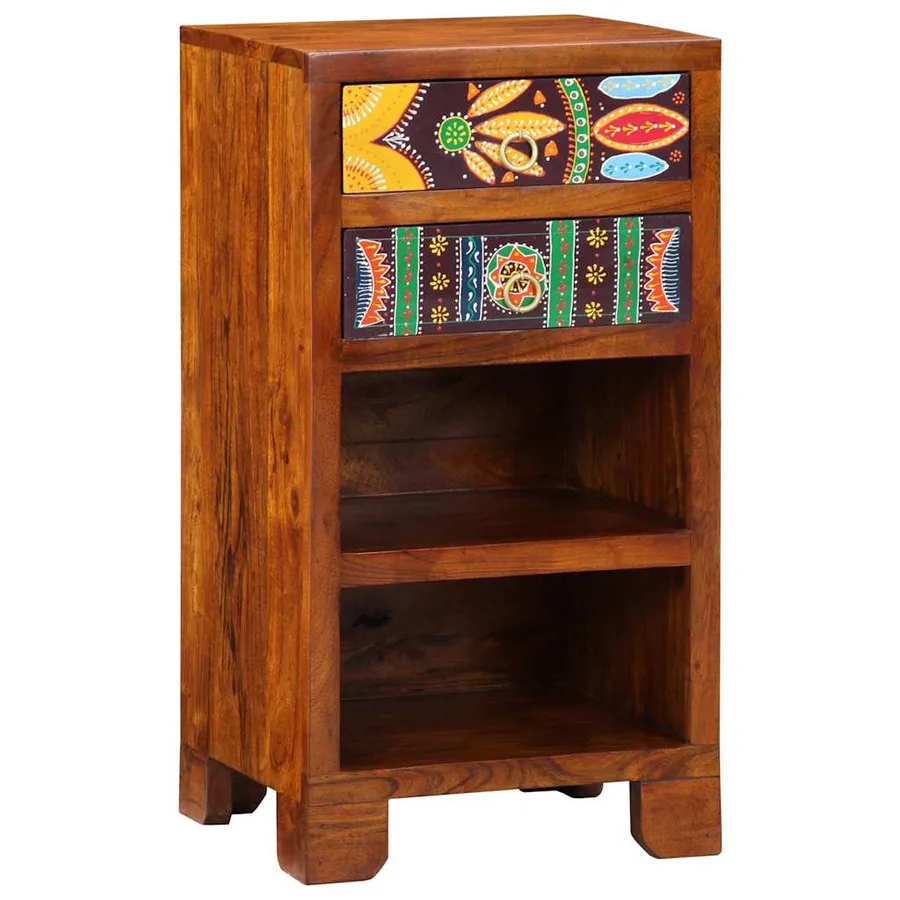 Table d'appoint florale avec tiroir Marron 40 x 35 x 75 cm - 3