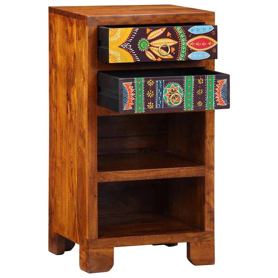 Table d'appoint florale avec tiroir Marron 40 x 35 x 75 cm - 4