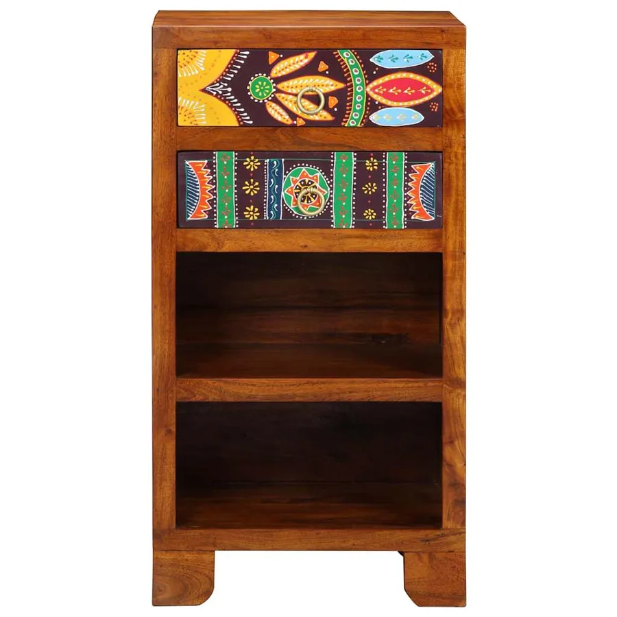 Table d'appoint florale avec tiroir Marron 40 x 35 x 75 cm - 5