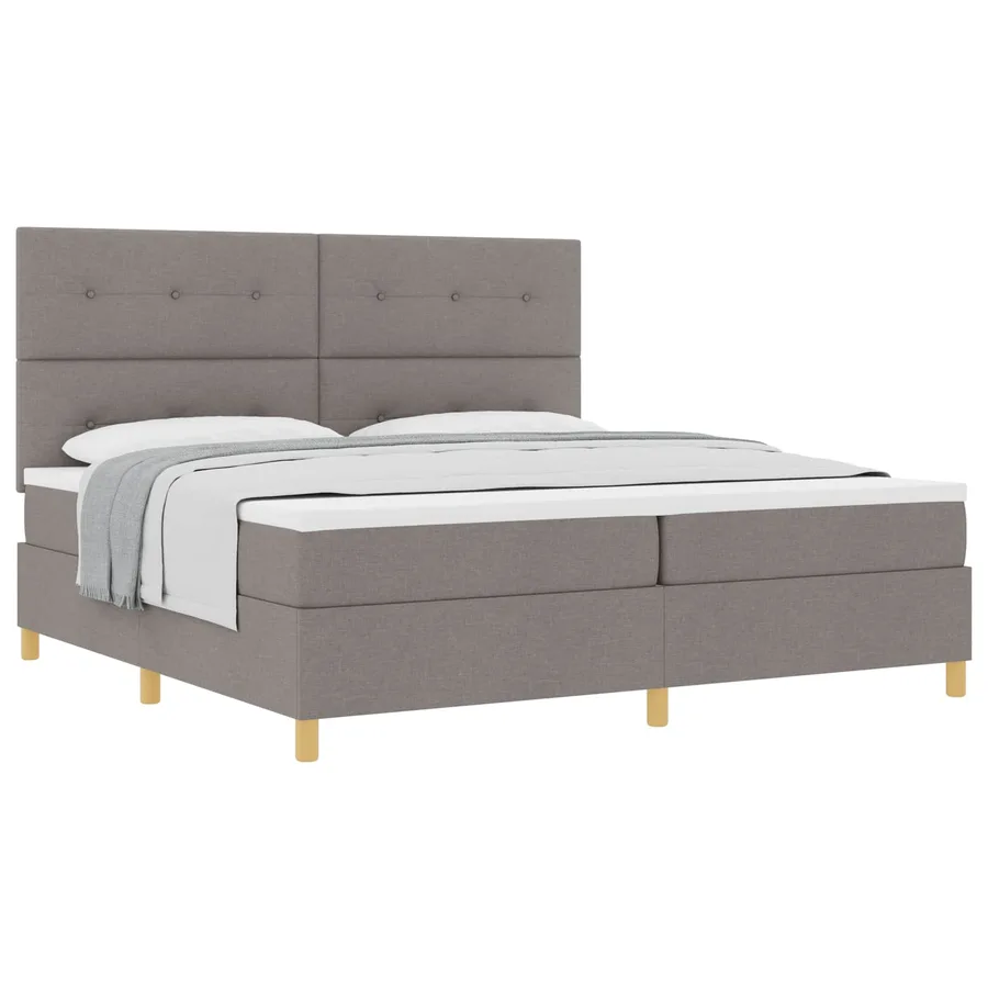 Lit à ressorts avec tête de lit Taupe 200 x 200 cm tissu - 2