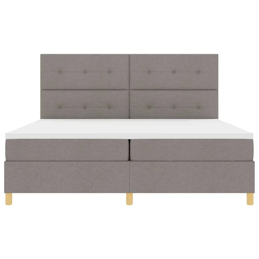 Lit à ressorts avec tête de lit Taupe 200 x 200 cm tissu - 7