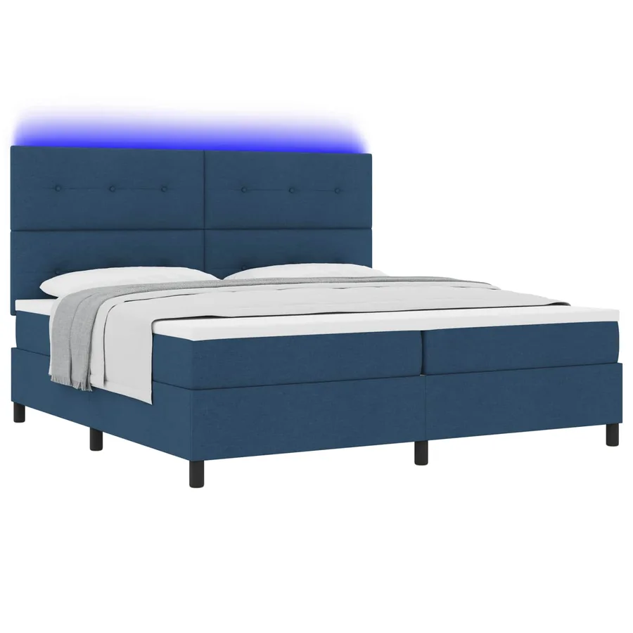 Lit à ressorts avec bandes LED Bleu 200 x 200 cm tissu - 2