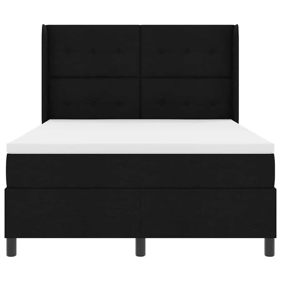 Lit à ressorts avec coussin Noir 200 x 140 cm tissu - 7